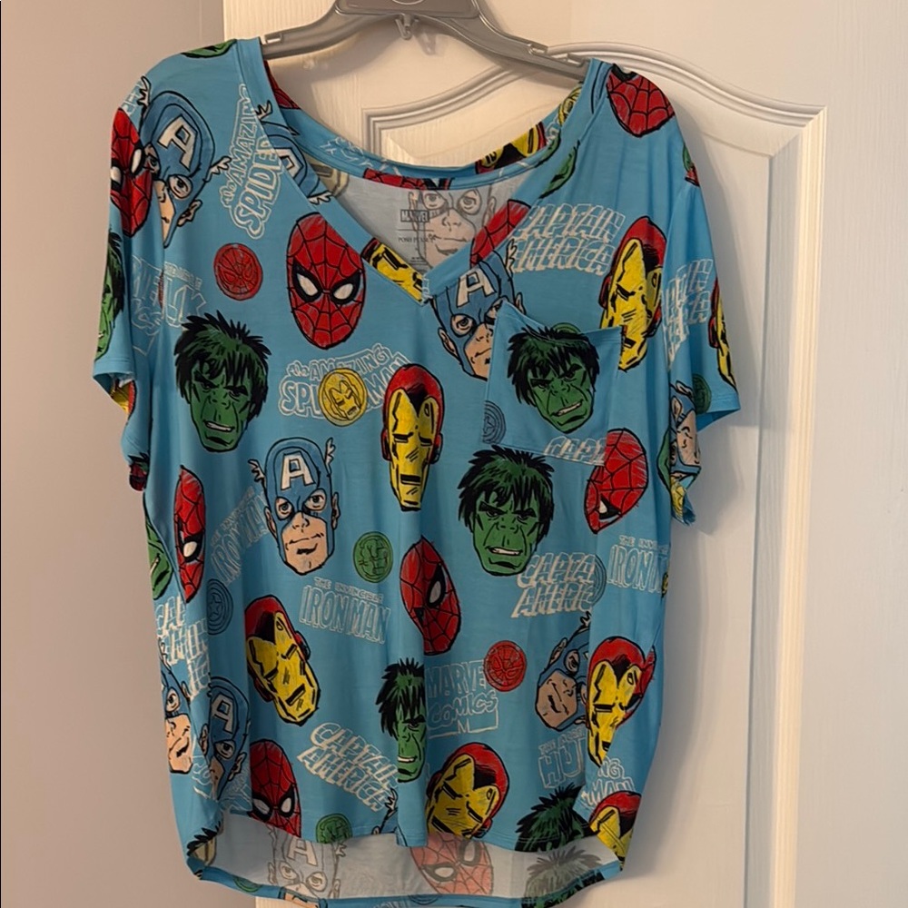 Posh Peanut Blue and Red Short Sleeve Tee with Marvel Graphics